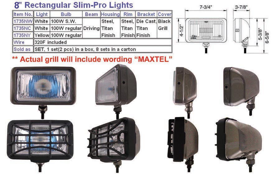 1735NY 8" Rectangular Slim-Pro Lights, Driving