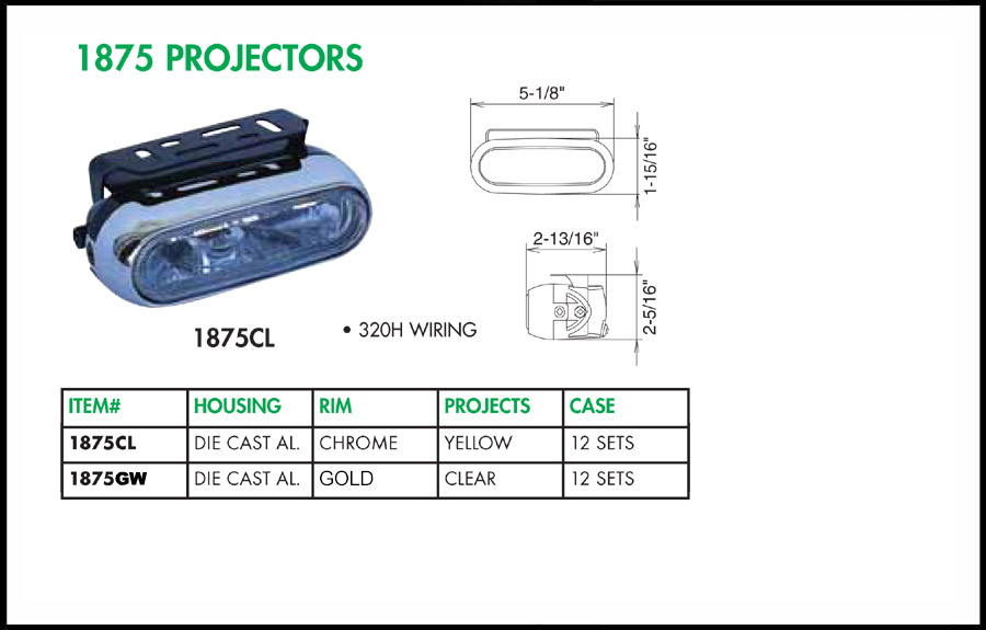 1875GW 5-1/8" Projector, Clear