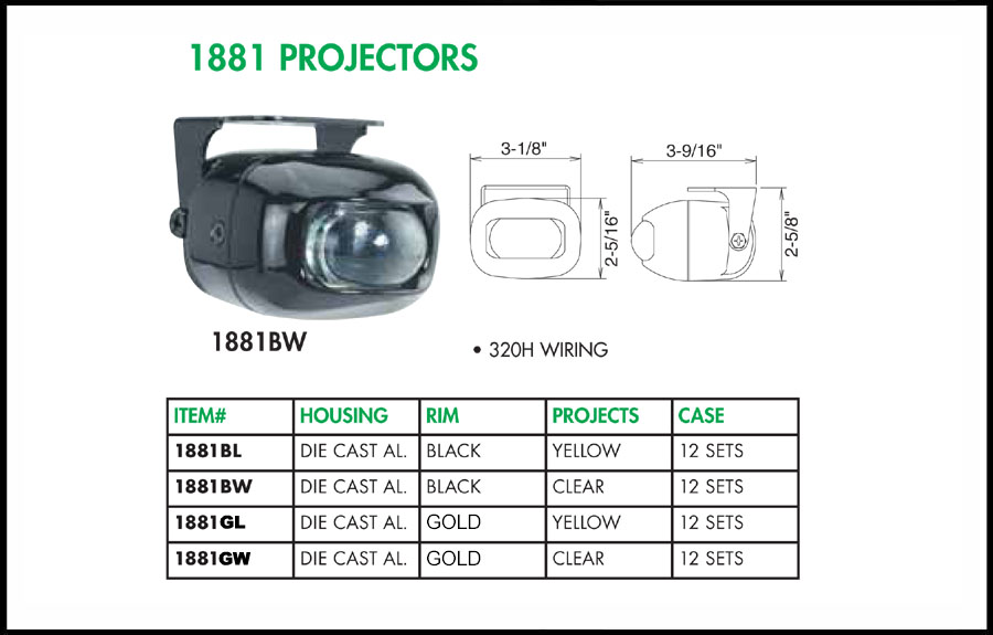 1881BW 3-1/8" Projector, Clear